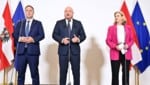 Nach einem „Spitzengespräch“ im Kanzleramt einigten sich Andreas Babler, Stocker und Beate ...