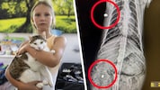 Jasmina mit Kater „Merlin“, in dessen Körper jetzt zwei Projektile stecken.