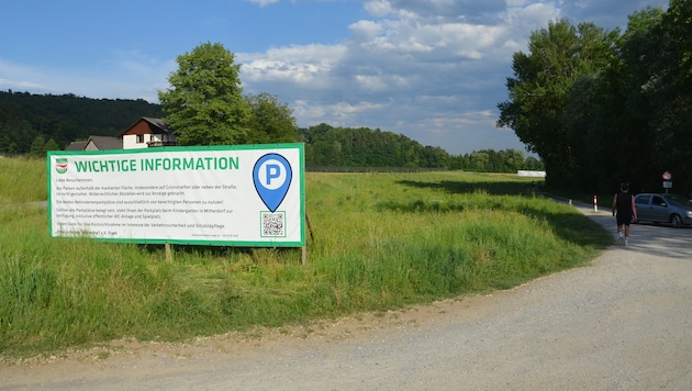 Auf dieser Wiese soll der neue Parkplatz entstehen.