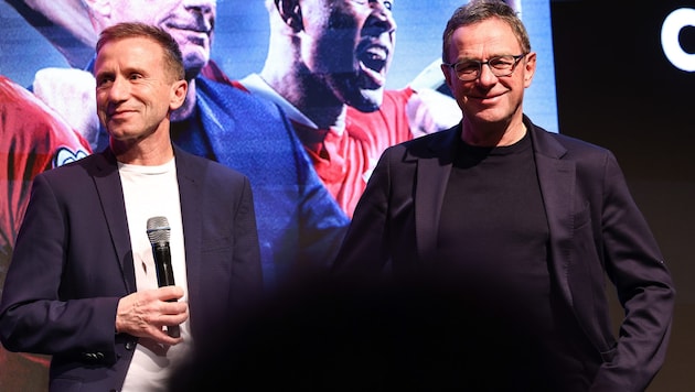 Mitterdorfer (li.) mit Teamchef Ralf Rangnick
