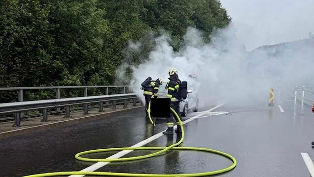 Bei Übelbach stand am Mittwoch ein Auto in Brand.