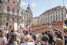 Tausende Studenten demonstrierten in Graz gegen ein drohendes Universitäts-Sparpaket.