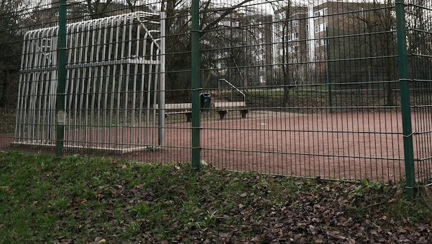 Bei einem Fußballkäfig in einem Wiener Park spielten sich die bedrohlichen Szenen ab ...