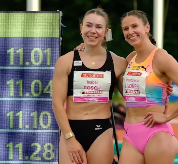 Isabel Posch freute sich mit Magdalena Lindner über ihr Rekordrennen.