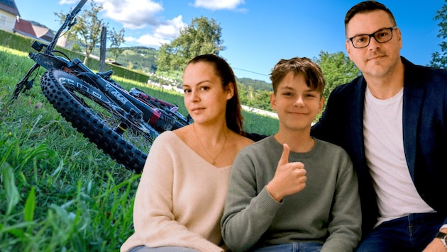 Mama Jasmine (38), Sohn Florian (15) und Papa Martin (47) Forcher aus Micheldorf in ...