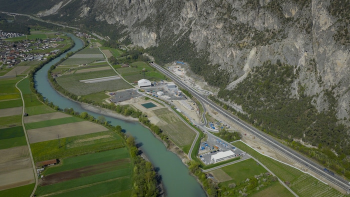 Eine Luftaufnahme von der Baustelle.