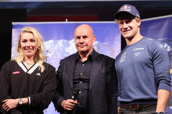 Mikaela Shiffrin (l.) und Marco Odermatt (r.) sind keine Fans von Eliasch (m.).