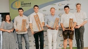 Siegerehrung bei der Jungwinzertrophy 2026 der Landjugend: Landesleiterin Lisa Weber, Maximilian ...