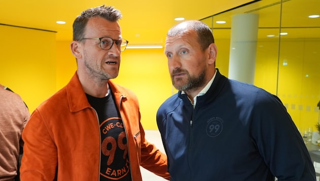 99ers-Präsident Herbert Jerich (li.) und Sportchef Pinter sind auf Spielersuche.