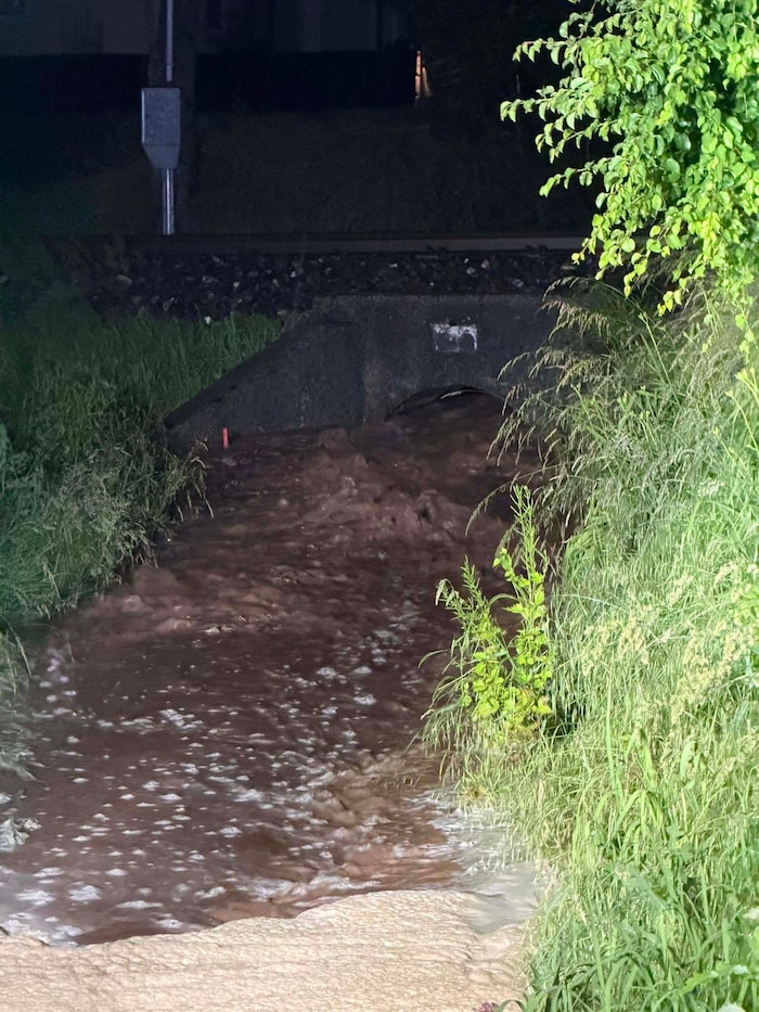 Überschwemmung in Brückl am Sonntagabend.