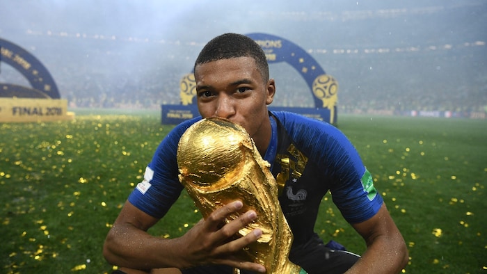 Kylian Mbappé after winning the 2018 World Cup final