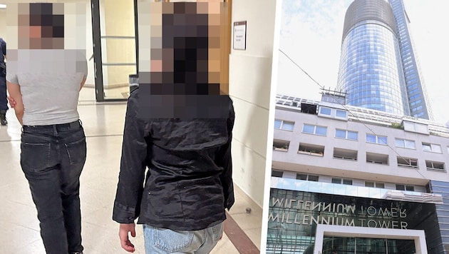 Zum Prozess wurde die 14-Jährige (li.) in Handschellen gebracht. Nach der Verhandlung durften ...