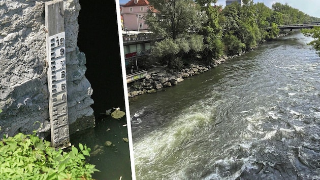 Neun von zehn Flusspegeln verzeichnen derzeit Niedrigwasser (am Bild die Mur).