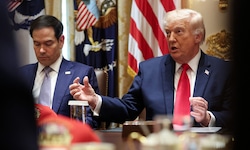Just an seinem 80. Geburtstag durfte Donald Trump (im Bild mit Außenminister Marco Rubio) wohl ...