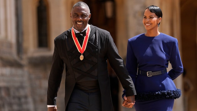 Elba mit Ehefrau Sabrina nach der Ernennung zum „Knight Bachelor“ in Windsor Castle