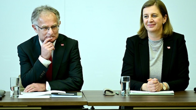 Finanzminister Markus Marterbauer (SPÖ) und Staatssekretärin Barbara Eibinger-Miedl sind ...