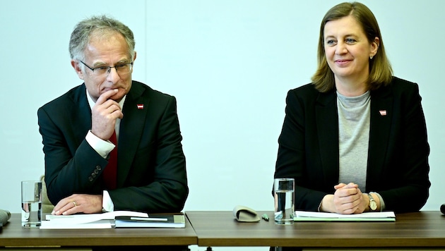 Finanzminister Markus Marterbauer (SPÖ) und Staatssekretärin Barbara Eibinger-Miedl sind ...