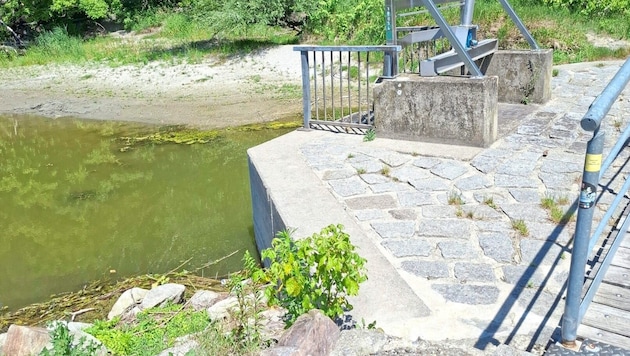 Der Wasserstand vor dem Einlass, der den Donaualtarm und das Stadtbad versorgt, hat sich erhöht. ...
