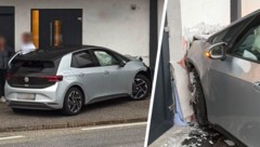 Durch die Wucht des Aufpralls durchschlug das Auto die Mauer.