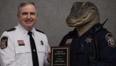 Mit diesem KI-Bild ehrte man den Alligator, der einen Verdächtigen gestoppt hatte.
