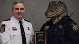 Mit diesem KI-Bild ehrte man den Alligator, der einen Verdächtigen gestoppt hatte.