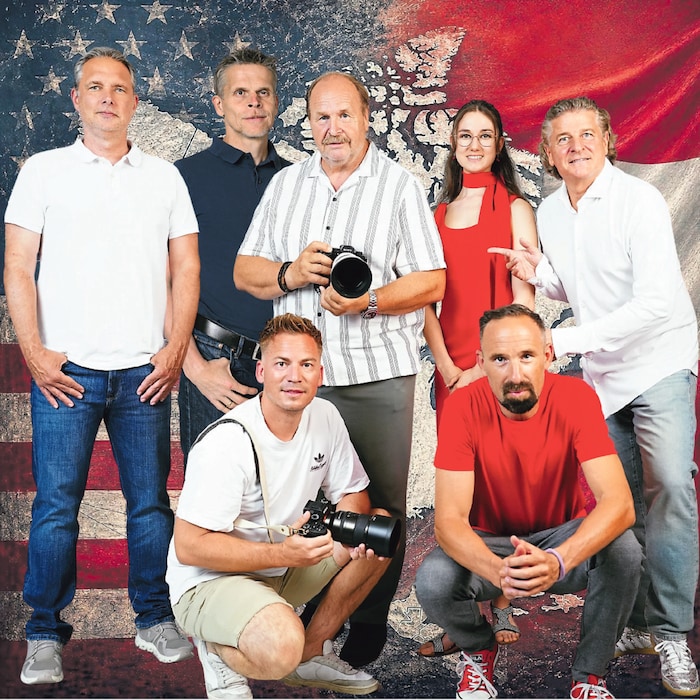 Das WM-Team der „Krone“ vor Ort: Rainer Bortenschlager, Christian Reichel, Mario Urbantschitsch, ...