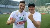 Giacomo Vrioni (li.) mit Coach Thomas Silberberger 