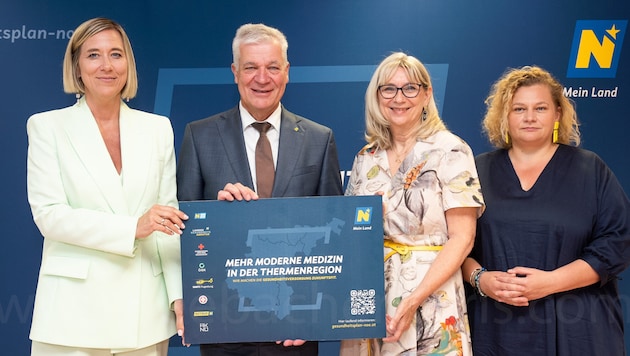 Prim. Univ.-Prof. Priv.-Doz. Dr. Birgit Grünberger, Landesrat Anton Kasser, Geschäftsführerin ...