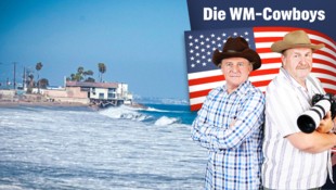 Die „Krone“-Reporter Peter Moizi (li.) und Josef Pail berichten aus Malibu.