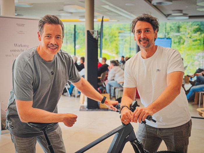 Thorsten Schmitz und Karl Morgenbesser beim Mountainbike Kongress in Saalbach.