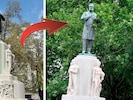 Künstler Klemens Wihlidal will mit der Statue in Schieflage einen „eingefrorenen Denkmalsturz“ ...