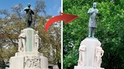 Künstler Klemens Wihlidal will mit der Statue in Schieflage einen „eingefrorenen Denkmalsturz“ ...