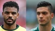 Südafrikas Lyle Foster und Mexikos Raul Jimenez werden heute aufeinandertreffen …