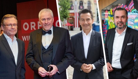 Alexander Wrabetz, Pius Strobl, Roland Weißmann und der neu gewählte Chef Clemens Pig