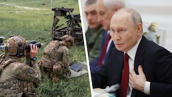 Die ukrainischen Streitkräfte (links) dürfen sich über mehr Geld freuen. Putin (rechts) findet ...