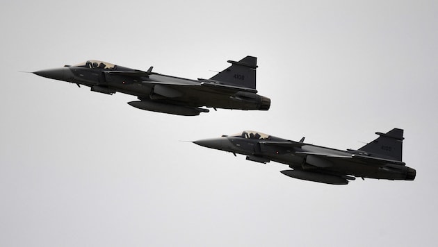 Die schwedische Armee ließ Flugzeuge vom Typ JAS 39 Gripen aufsteigen. (Symbolbild)