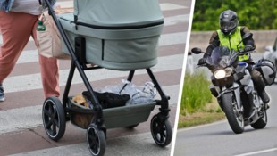 Auf einem Schutzweg wurde der Kinderwagen von einem Motorrad erfasst (Symbolbild).