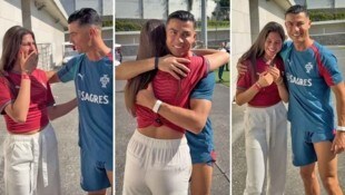Celine Dept kommt aus dem Weinen nicht heraus. Cristiano Ronaldo sei Dank.