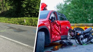 Mit voller Wucht krachte der Biker gegen das Auto.