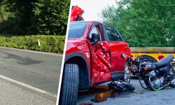 Mit voller Wucht krachte der Biker gegen das Auto.