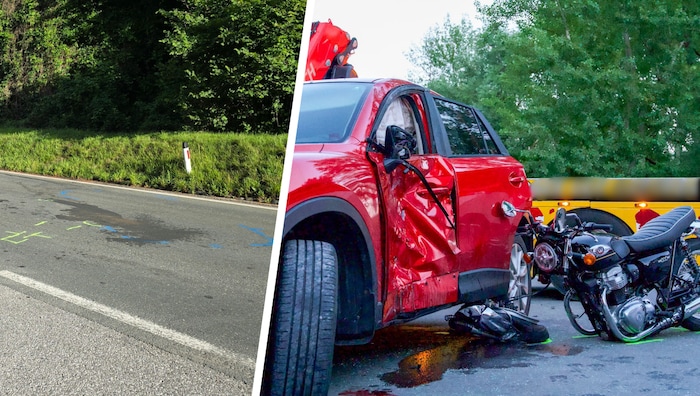 Mit voller Wucht krachte der Biker gegen das Auto.
