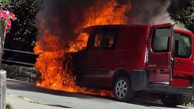 Der brennende Wagen.