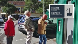 Oft lange Wartezeiten vor dem Hightech-Klo am Badener Brusattiplatz. Das WC reinigt sich nach ...