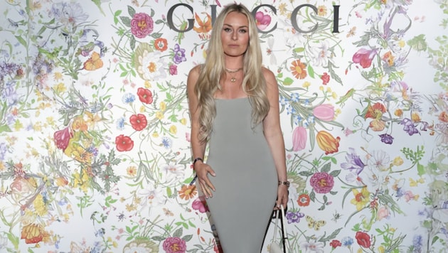 Lindsey Vonn posierte im Gucci-Kleid.