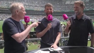 Das Experten-Duo Thomas Müller (mi.) und Jürgen Klopp sorgten mit ihren launischen Aussagen für ...