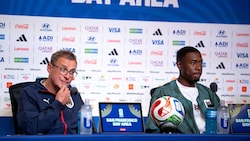 ÖFB-Teamchef Ralf Rangnick (li.) und David Alaba freuen sich auf den WM-Auftakt.