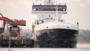 Das festgesetzte Frachtschiff „Fitburg“ Anfang Jänner im Hafen von Kirkkonummi