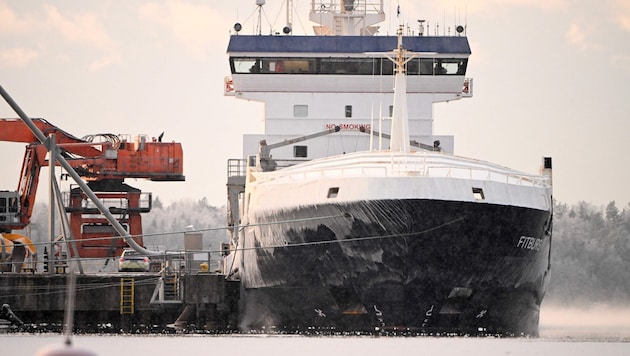 Das festgesetzte Frachtschiff „Fitburg“ Anfang Jänner im Hafen von Kirkkonummi