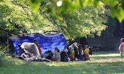 Ukrainische Familien haben sich im Metahofpark niedergelassen.