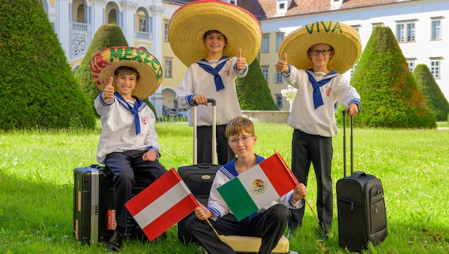 Finn (12), Bastian (12), Benjamin (11) und Valentin (10) stehen mit der Reise nach Mexiko vor ...
